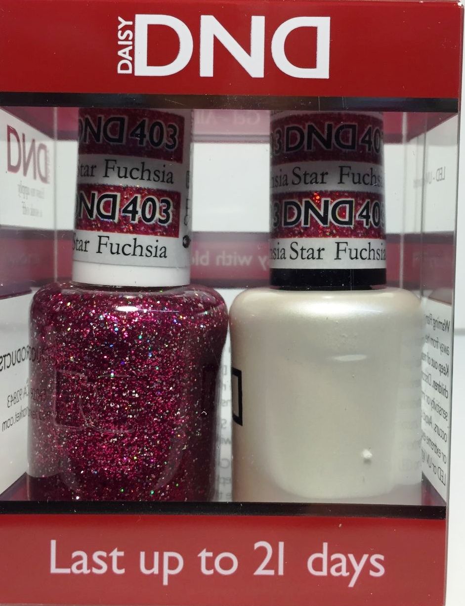 DND Nail Polish Gel & Matching Lacquer Set 403 FUCHSIA STAR