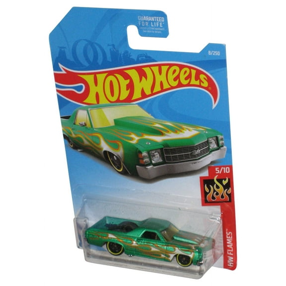 Hot Wheels HW Flames 5/10 (2017) Green '71 El Camino Toy Car 8/250