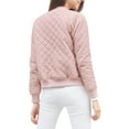 thumbnail image 4 of MODA NOVA Juniors Stand Collar Zip Up Raglan Sleeves Bomber Quilted Jacket, 4 of 7