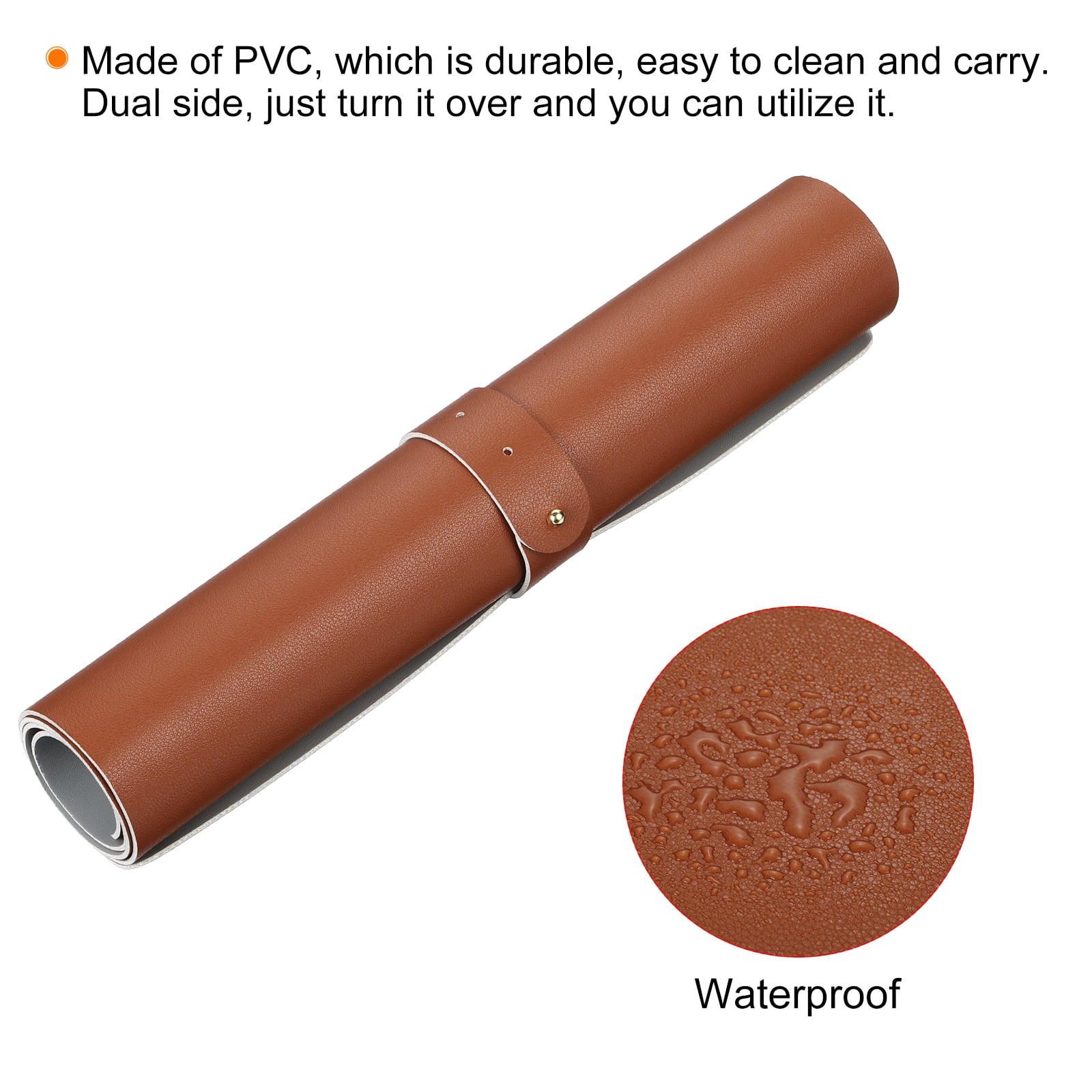 Unique Bargains Protector PU Leather Dual Side Mouse Pad Mat for Office Home Brown/Gray 24"x12"