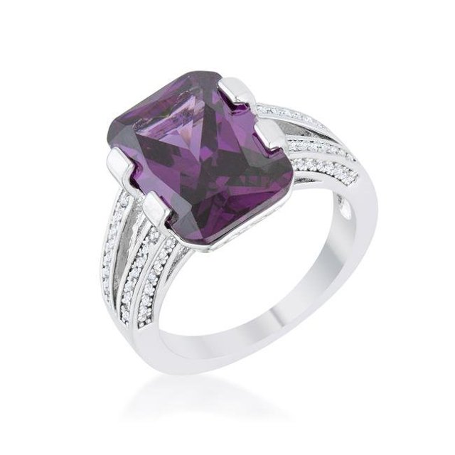 Bague Cocktail Classique Émeraude Zircone Cubique Améthyste Rema 8,6 CT - Taille 6