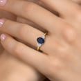 thumbnail image 4 of Gem Stone King 10K Yellow Gold Blue Sapphire and Lab Grown Diamond 3-Stone Engagement Ring for Women | 2.34 Cttw | Three Stone Wedding Engagement Anniversary Promise Ring for Women (Size 6), 4 of 6