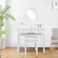 thumbnail image 6 of Veryke Vanity Table Set, Makeup Desk with Oval Mirror and Dressing Stool - White, 6 of 7