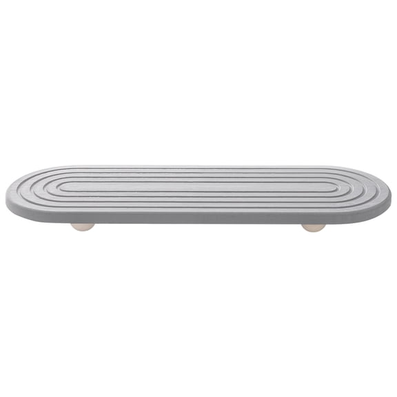 Diatomaceous Earth Sink Caddy, 11.8 x 3.9 in / 30 x 10 cm Fast Drying Stone Tray, Absorbing Soap Dish Drying Mat with Wood Feet, Nordic Style Stone Tray for Bathroom, Kitchen