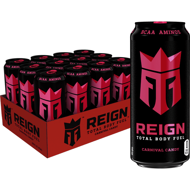 (12 Cans) Reign Total Body Fuel Energy Drink, Carnival Candy, 16 fl oz