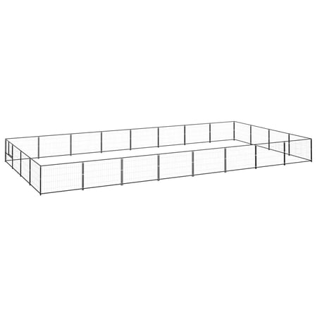Dcenta Dog Kennel with Door Steel Sidewalls Lockable Playpen Fence Pet Exercise Cage Black for Backyard  Lawn  Outdoor 315 x 157.5 x 27.6 Inches (L x W x H)