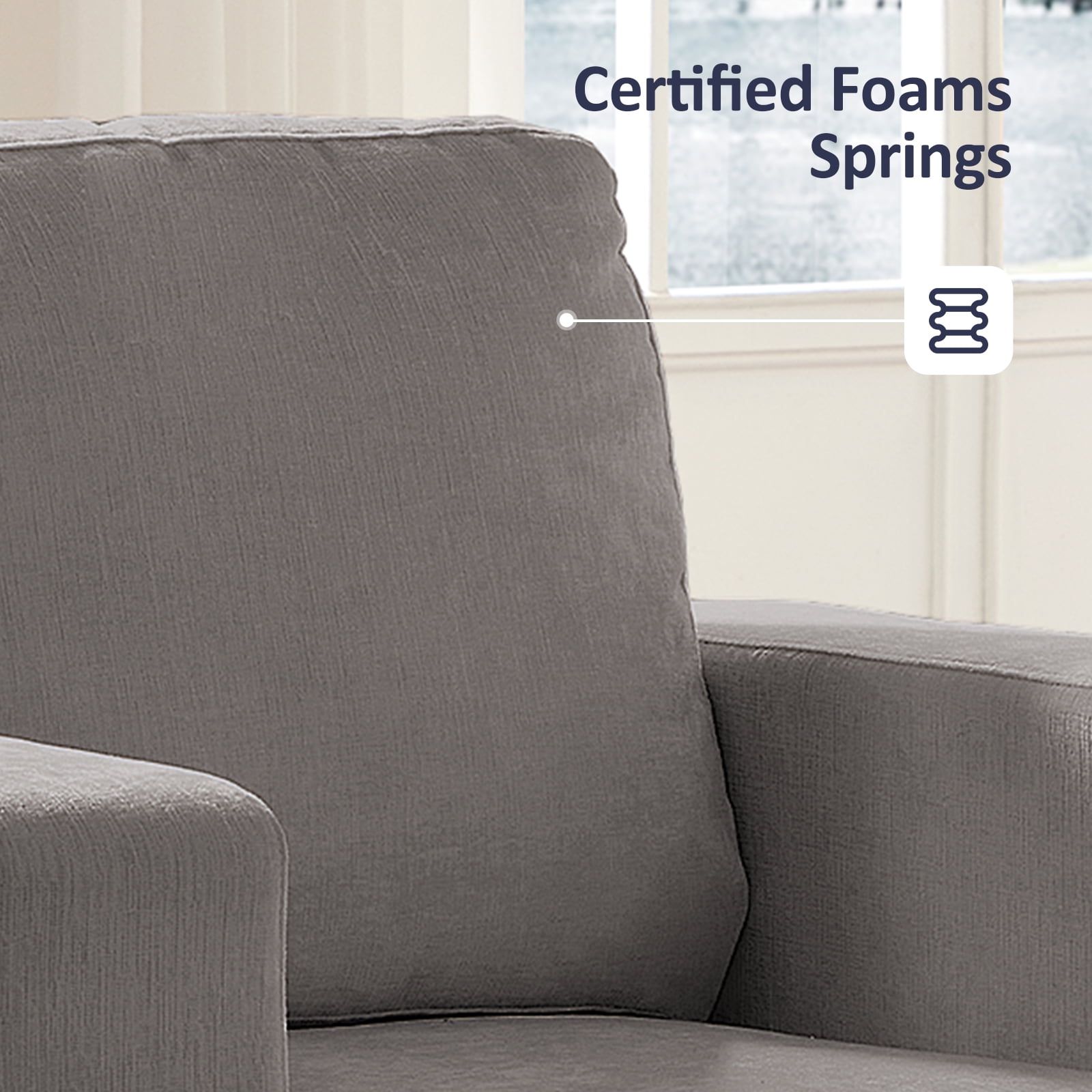 ZAFLY 82” Deep Seat Couch with Wide Armrest, Oversized Sofas and Couches for Small Space/Living Room - Light Gray