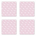 thumbnail image 1 of Travel Coaster Set of 4, Pastel Tone Scene of Luggage Suitcase Passport Playful Doodle Like Pattern, Square Hardboard Gloss Coasters, Standard Size, Baby Pink and White, by Ambesonne, 1 of 2