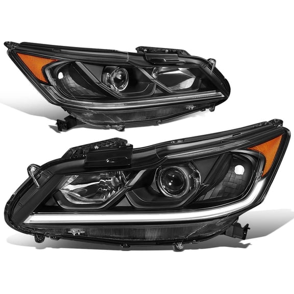 Headlights Black Amber LED DRL Projecotr for 2016-2017 Honda Accord Ex Sport