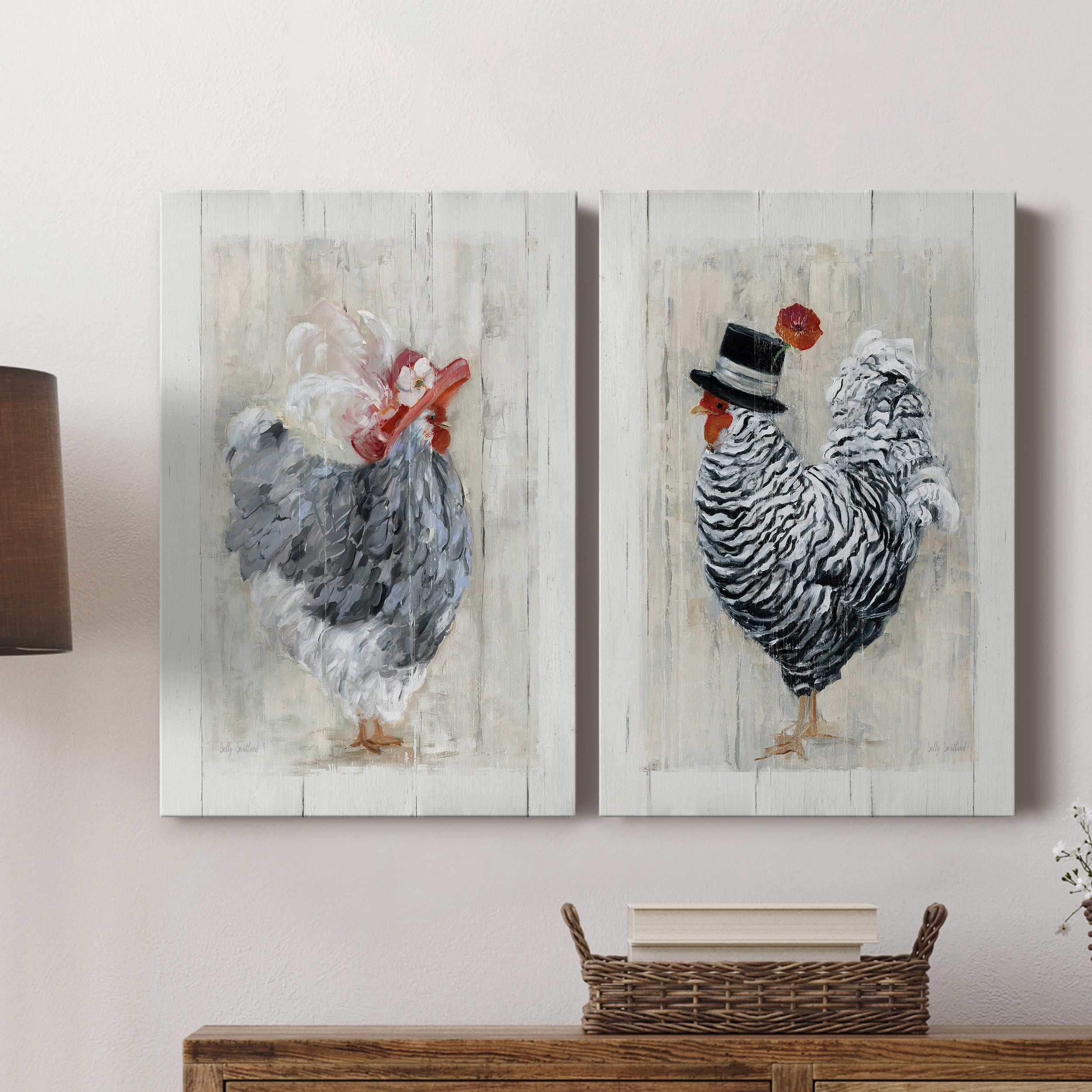 Sunday Best Hen Premium Gallery Wrapped Canvas - Ready to Hang - Set of 2 - 24 x 36 Each