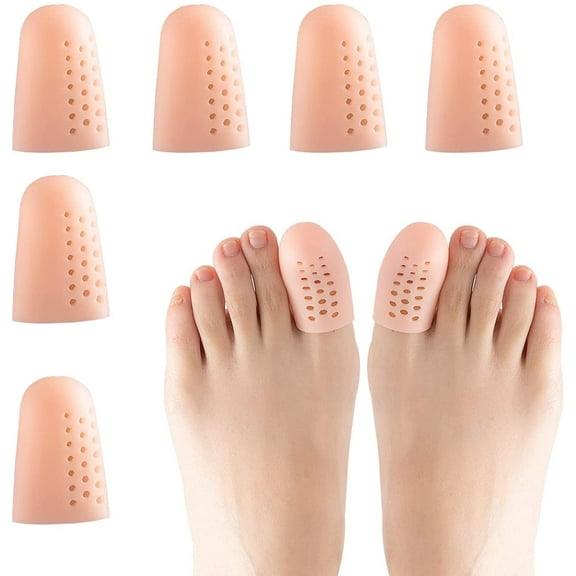 Torubia Beige Big Toe caps 10 Pack Breathable Gel Toe Cover Protector Sleeve Great to Cushion Toe and Provide Pain Relief from Corns, Blisters Toenails for Woman and Man-Beige