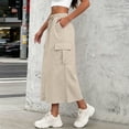 thumbnail image 6 of Umfun Women's Utility Cargo Midi Skirt with Drawstring Waist & Pockets - Solid Color Relaxed Fit Long Skirt for Outdoor Hiking & Daily Wear, 6 of 8