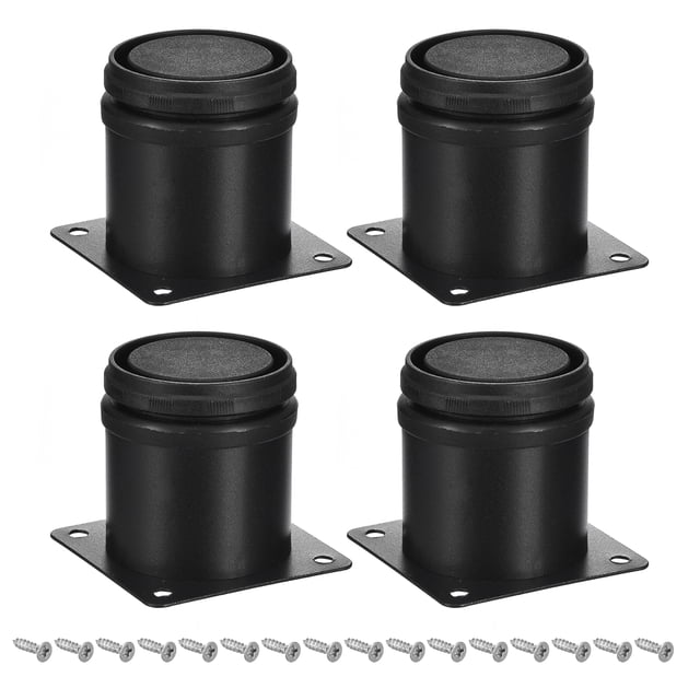 Uxcell Pierna de Mueble, 4Pcs 2.4 Pulgadas Piernas de Cajón Ajustables con Tornillos, Negro