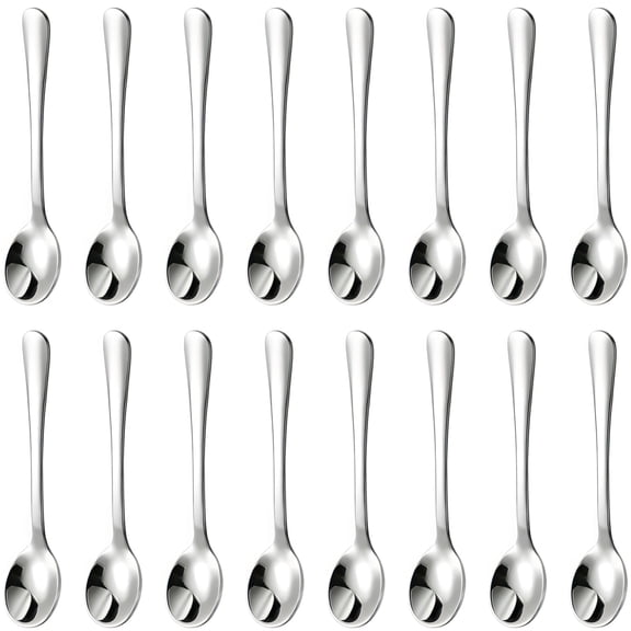 16 Pack Mini Stainless Steel Spoons – 3" x 0.6" Tiny Spoons for Spices, Salt, Sugar, Ice Cream, Desserts & Cake, Dishwasher Safe, Rustproof