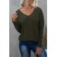 thumbnail image 4 of ABPHQTO Top de mujer de punto gofrado verde con nudo torcido y manga larga, 4 of 5