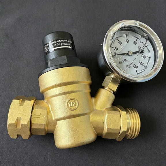 MKZ RV water pressure regulator for RV camper, water hose pressure, water pressure regulator with oil filled dial and water inlet