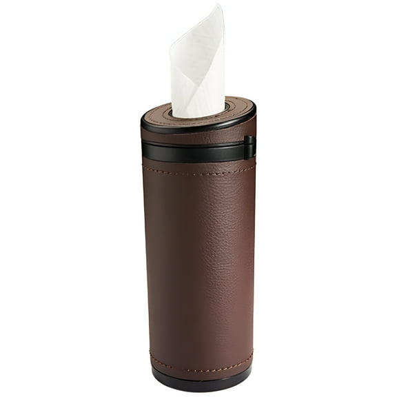 LAMIRO Car Tissue Holders,Car Cup Holder Tissues Tube PU Leather Cylinder Tissue Box for Car Bathroom Office Use