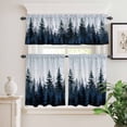 thumbnail image 2 of 3 Piece Kitchen Curtains and Valances Set Forest Cafe Curtains 36 Inch Length Dark Blue Fall Bird Vintage Farmhouse Tree Valance & Tier Curtain for Living Room Bedroom Small Window 54"x18"+27"x36"*2, 2 of 6