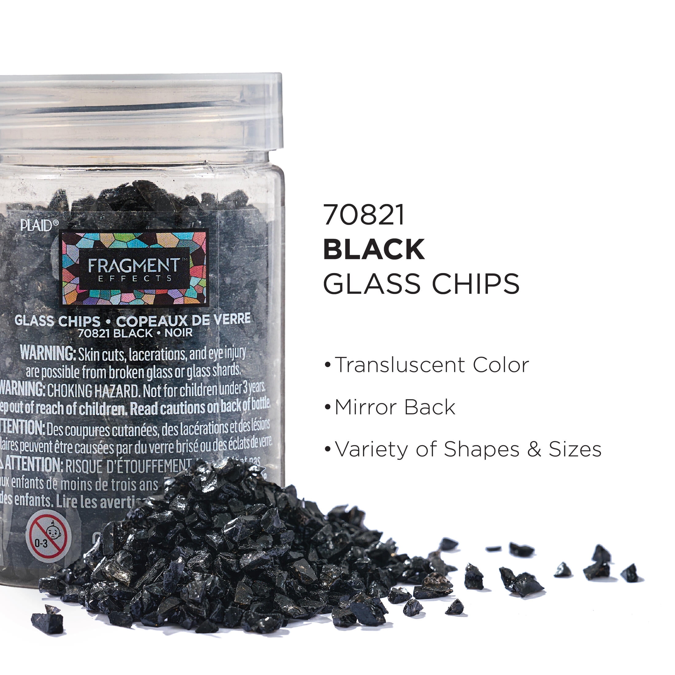 (5 pack) Plaid Fragment Effects Glass Chips, Black, 6 oz