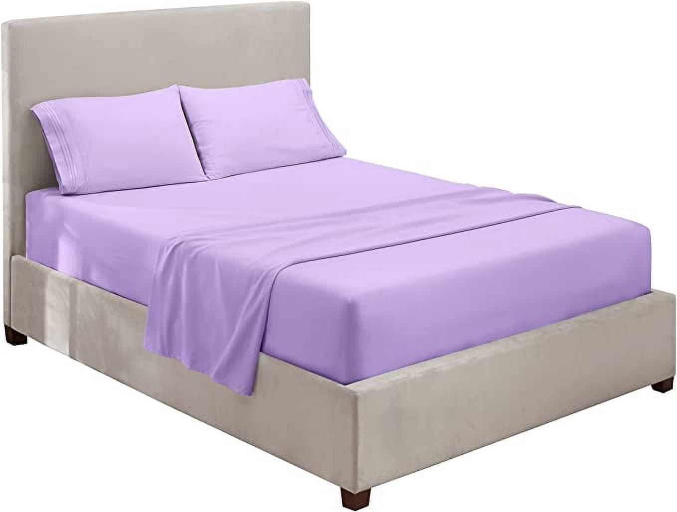 Clara Clark Premier 1800 Microfiber Collection 3-Line Bed Sheet Set, Full Size, Lavender