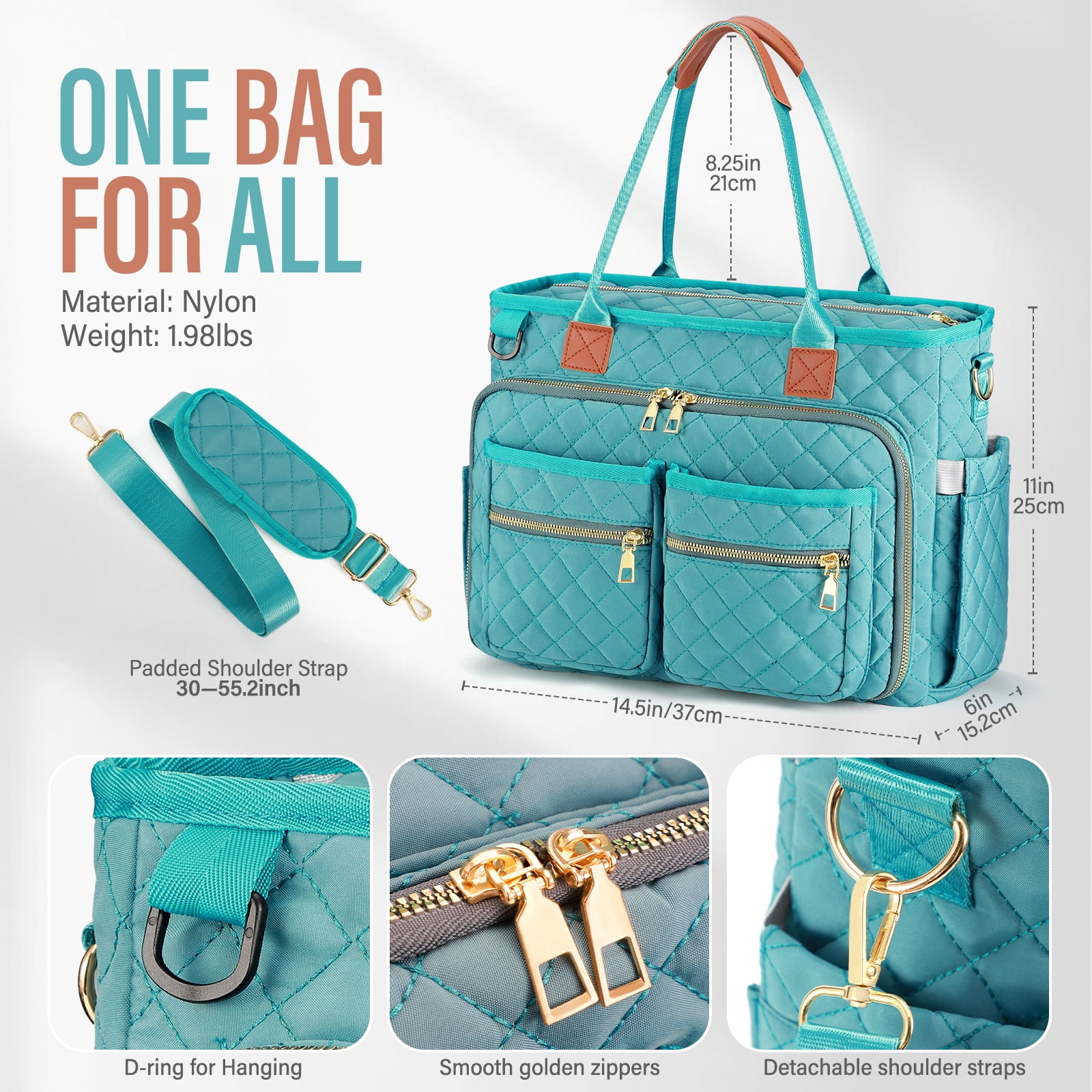Gocvo Large Capacity Womens Work Bag Multi-functional Teacher Tote Bag with Laptop Compartment Office Work Tote Bag, Green