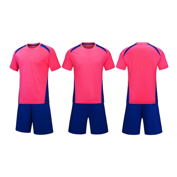 Conjuntos de blusas y camisas de manga corta con cuello en V. Conjunto de traje de fútbol de color sólido para niños para juegos deportivos universitarios, partidos de rendimiento, uniformes de entren