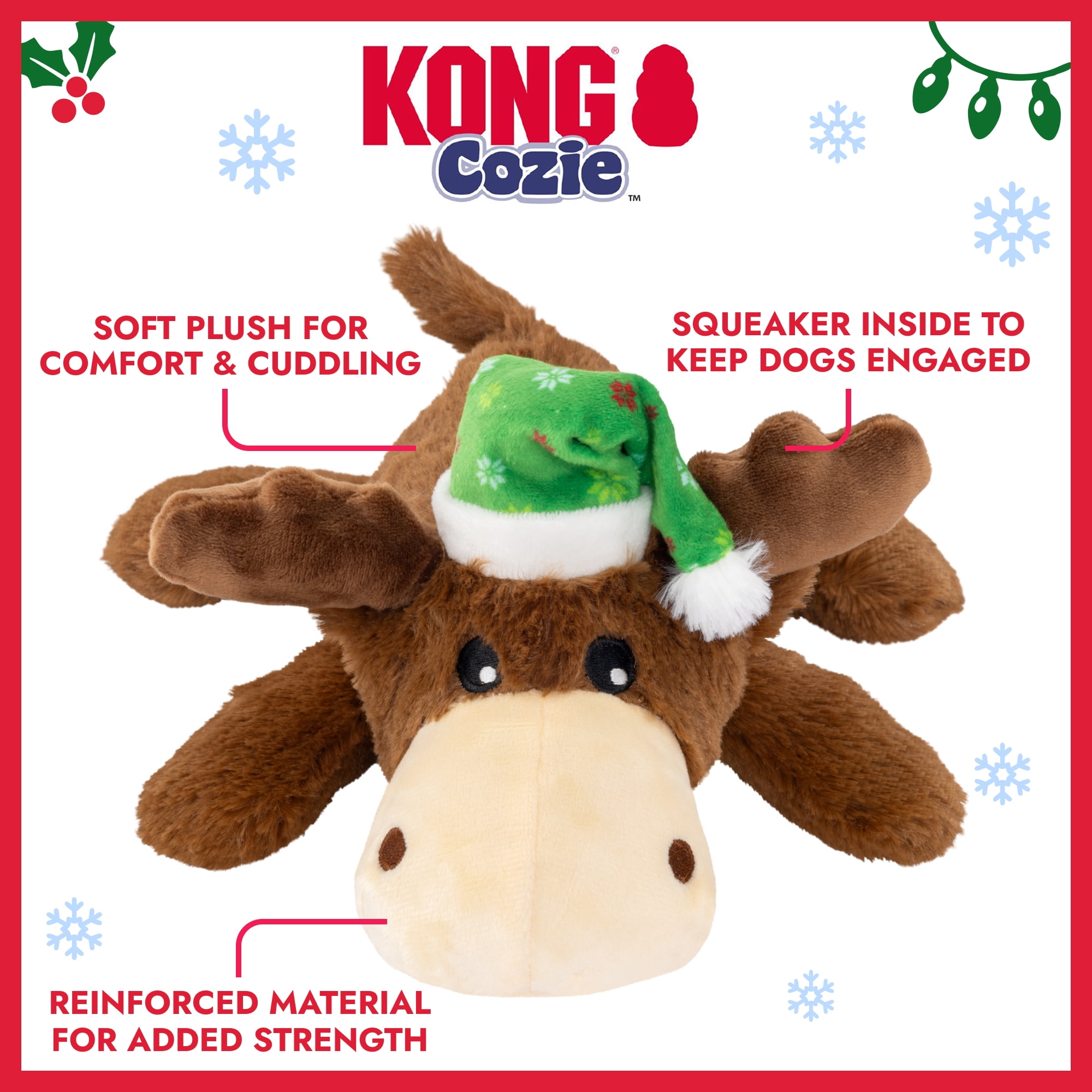 KONG® Holiday Cozie™ Dog Toy, Reindeer, Brown, Medium