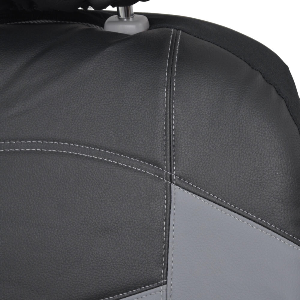 Soft & Smooth Leatherette Sideless Front Car Seat Covers (Black & Slate Gray)