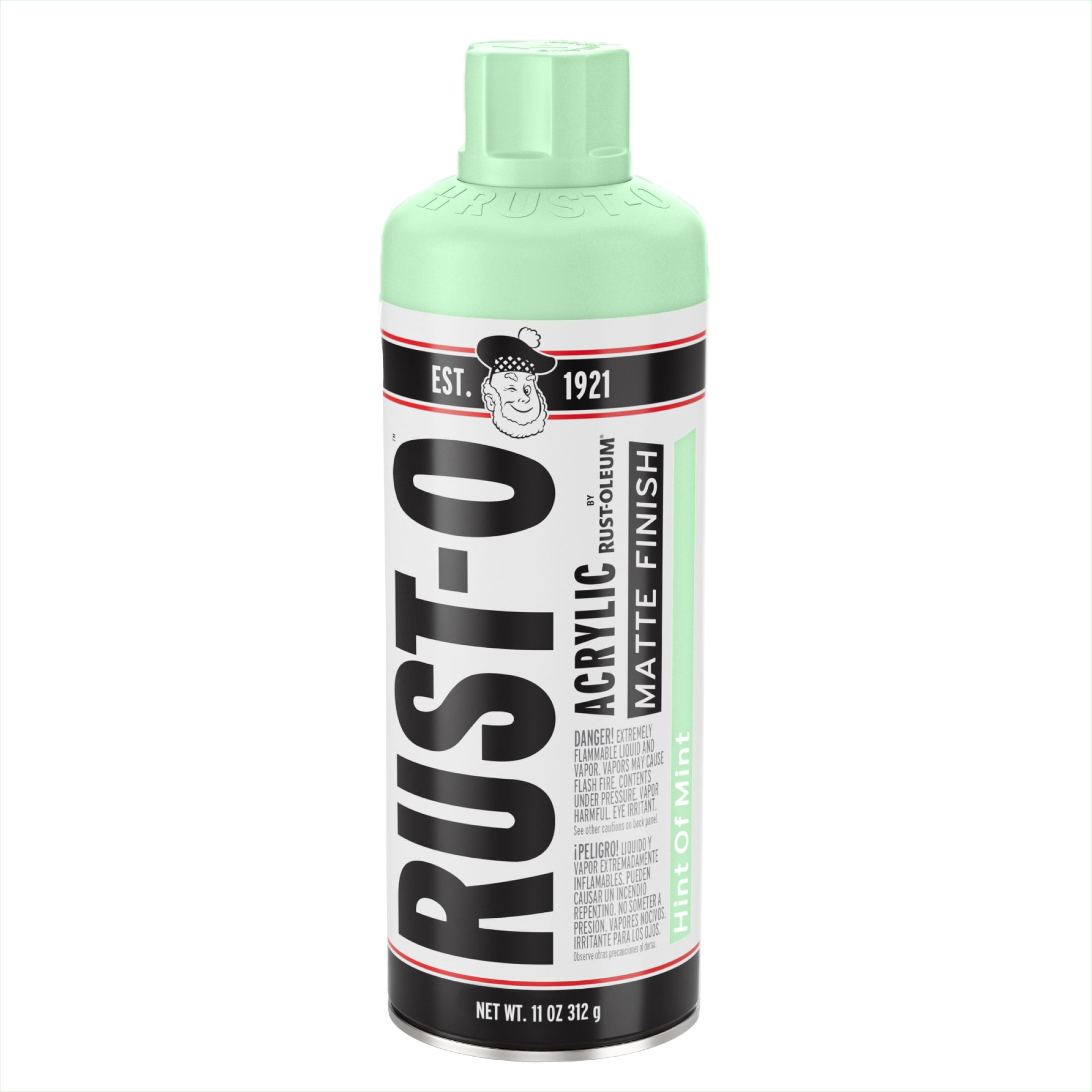 6 Pack, Hint of Mint, Rust-Oleum Rust-O Acrylic Matte Spray Paint-392205, 11 oz