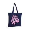 thumbnail image 2 of Awkward Styles Hope Believe Love Tote Bag Breast Cancer Awareness Canvas Tote Bag Pink Ribbon Reusable Cloth Bag Funny Cancer Survivor Book Bag Gifts for Cancer Warrior Breast Cancer Shopper Bags, 2 of 5