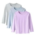 thumbnail image 1 of DXOUPM Long Sleeve Shirts for Girls Crewneck 3 Pack Comfortable Lightweight Pullover Soft Tee, 1 of 4