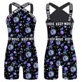 thumbnail image 6 of iiniim Girls Cross Straps Swimsuit Kids One-piece Boyleg Beach Sports Swimming Swimwear Black Stars 8, 6 of 7