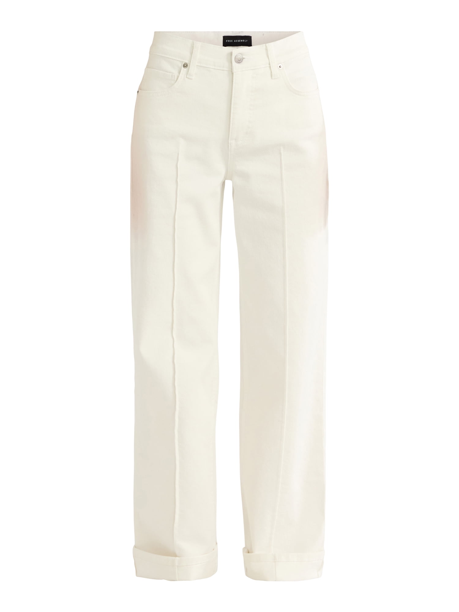 Free Assembly Women's Wide Leg High Rise Pintuck Jeans, 29” Inseam, Sizes 0-20