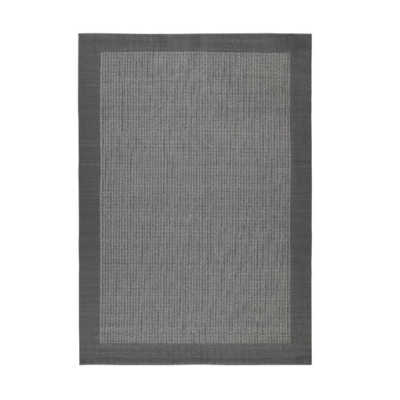 Mainstays Farmhouse Faux Sisal Olefin Gray Border Indoor Living Room Area Rug, 7' x 10'
