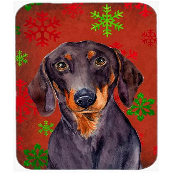 Dachshund Red And Green Snowflakes Christmas Mouse Pad, Hot Pad Or Trivet - 7.75 x 9.25 In.