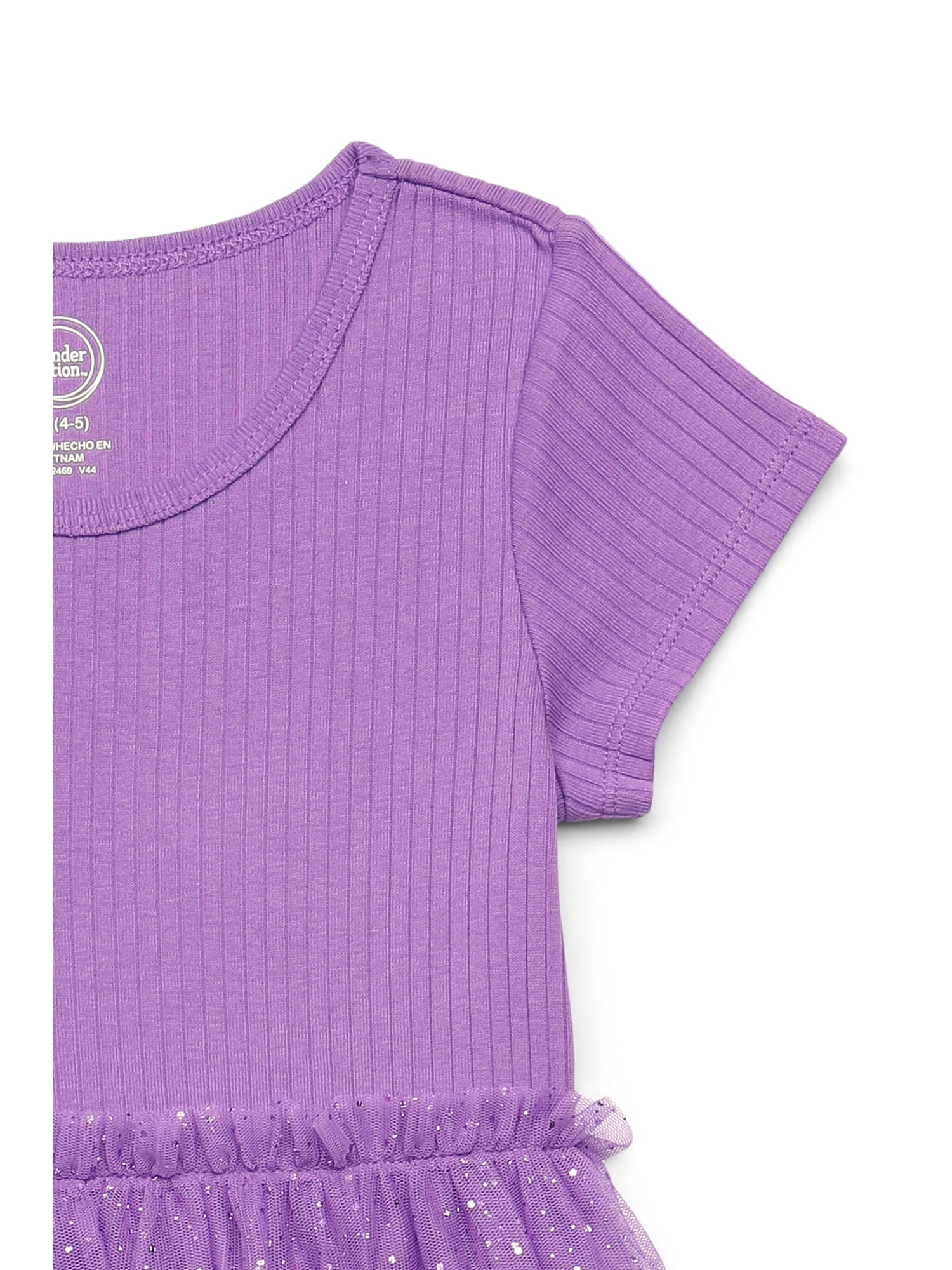 Wonder Nation Girls Tutu Dress with Short Sleeves, Sizes 4-18 & Plus
