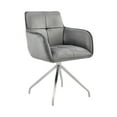 thumbnail image 2 of Noah Dining Room Accent Chair in Grey Velvet and Brushed Stainless Steel Finish, 2 of 8