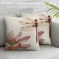 thumbnail image 3 of Creowell  Lotus Pattern Dragonfly Peace and Calm Decorative Throw Lumbar Waist Pillow Case Cushion Cover for Couch Living Room  24x24in, 3 of 5