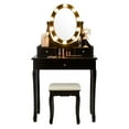 thumbnail image 3 of Patiojoy Lighted Vanity Mirror Set Makeup Dressing Table w/ 3 Drawers Mirror & 10 LED Bulbs Black, 3 of 6