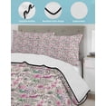 thumbnail image 3 of Full Size Quilt Bedding Set, Vintage Pink Flower Reversible Summer Quilt 3 Pieces, Spring Floral Leaves Pastoral Birds Plants Lightweight Bedspreads Coverlets with 2 Pillow Shams for All Seasons, 3 of 5