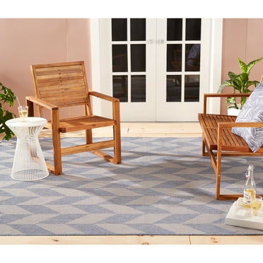 Nicole Miller New York Patio Country Calla Contemporary Herringbone Indoor/Outdoor Area Rug, Blue/Grey, 7'9"x10'2"