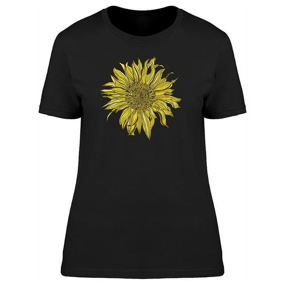 Grunge Sunflower Sketch T-Shirt Women -Image by Shutterstock, Female Large