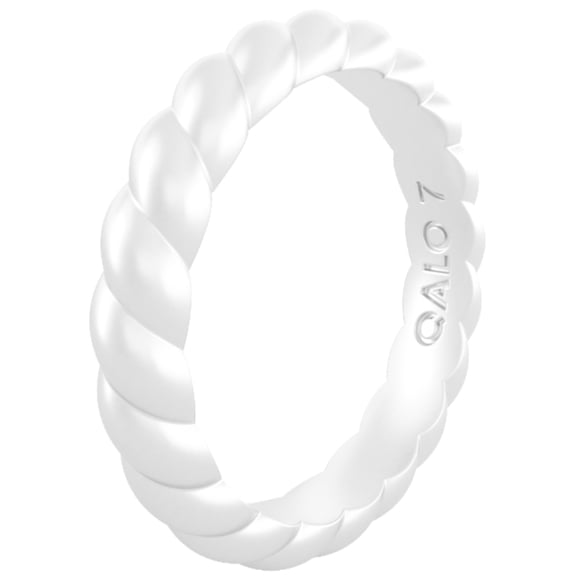 QALO Women's Stackable Rubber Silicone Ring - Pearl Twist Silicone Ring Size 05