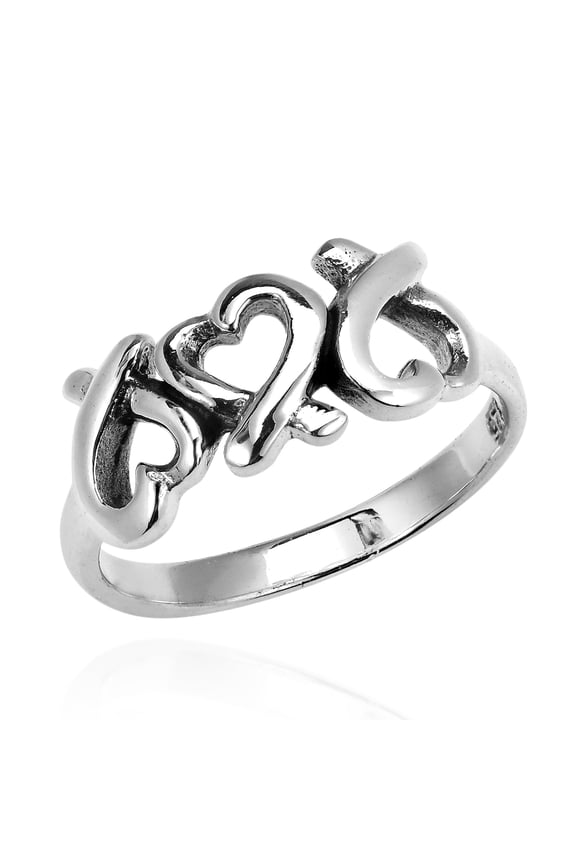 Infinity Love Triple Hearts .925 Friendship Sterling Silver Promise Ring-8