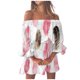thumbnail image 1 of Mini vestido floral de manga acampanada y hombros descubiertos para mujer - Vestido informal de playa, 1 of 5
