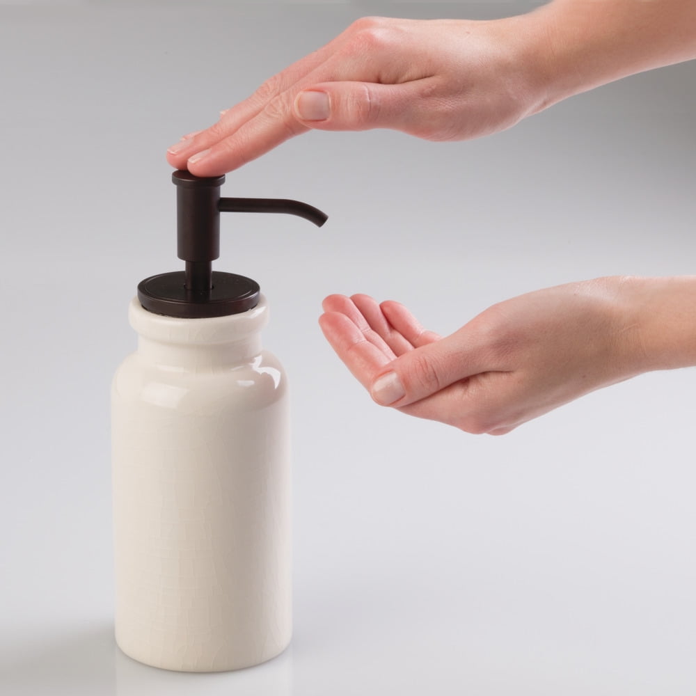 iDESIGN Westport Soap Pump Cream/Bronze: Ceramic & Metal, Hand Wash, 15oz Capacity