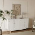 thumbnail image 5 of Stylish and Functional 4-Door Intaglio Storage Cabinet with Pine Legs, Solid Wood Pulls and MDF, for Living Room, Bedroom, and Kitchen, White, 5 of 8