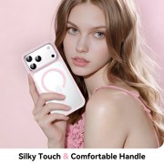 GAOBAO Magnetic Clear Case for iPhone 17 Pro Max, Compatible with MagSafe, Shockproof Bumper with Camera Control Button Cutout, Anti-Yellowing Slim Cover, Pink