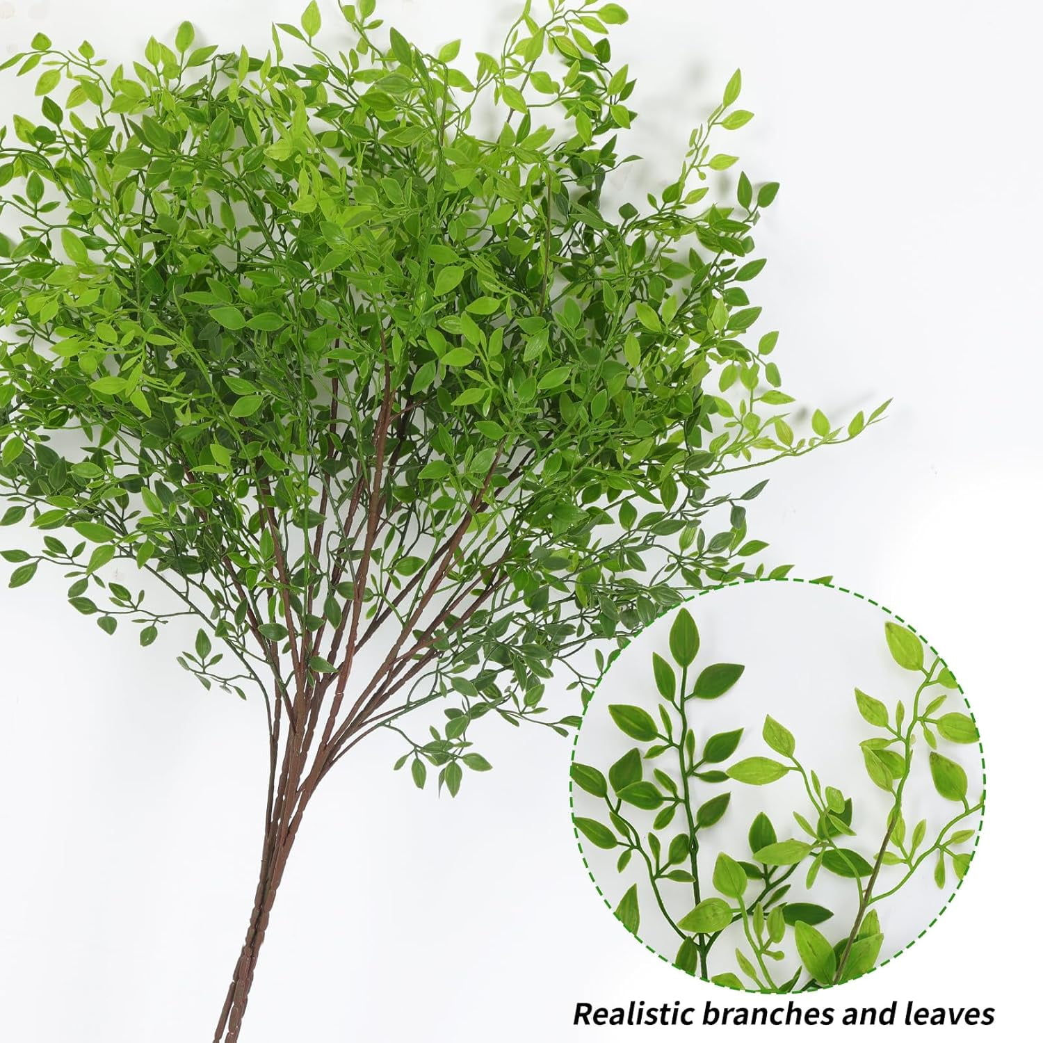 4pcs Artificial Plants Fake Greenery Branches for Vase, 43.3 Inch Green Nandina Long Steams for Tall Vase, Fake Plants Spring Stems for Wedding Garden Office Home Décor