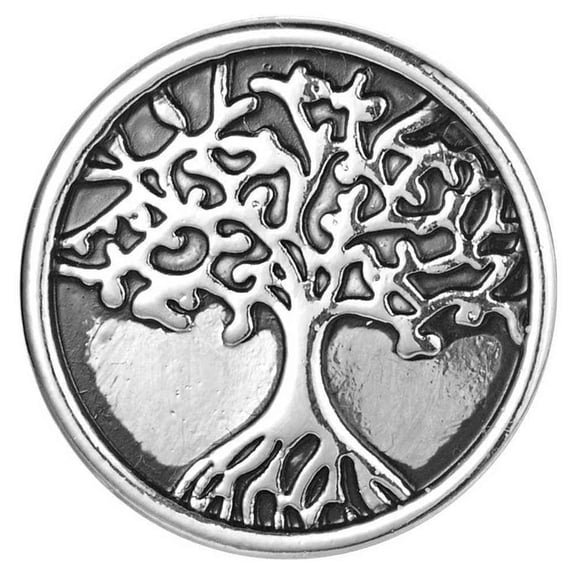 Silver Family Tree Stamped Snap Jewelry Ginger Charm Button, For Interchangeable DIY Customizable Accessories